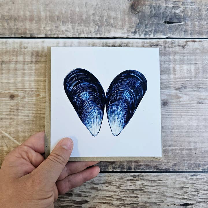 Flotsam Prints - Wholesale Everyday Greeting Card - Mussel Shell Heart - Single Square Greetings Card5