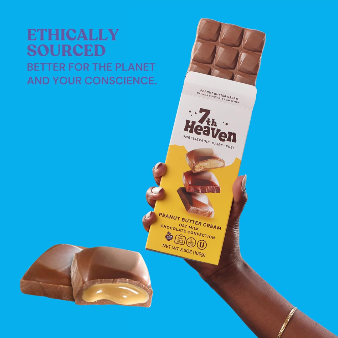 7th Heaven Chocolate - Wholesale Chocolate Bar - Vegan Oat Milk Chocolate Bar: Peanut Butter Cream, Non-Dairy7