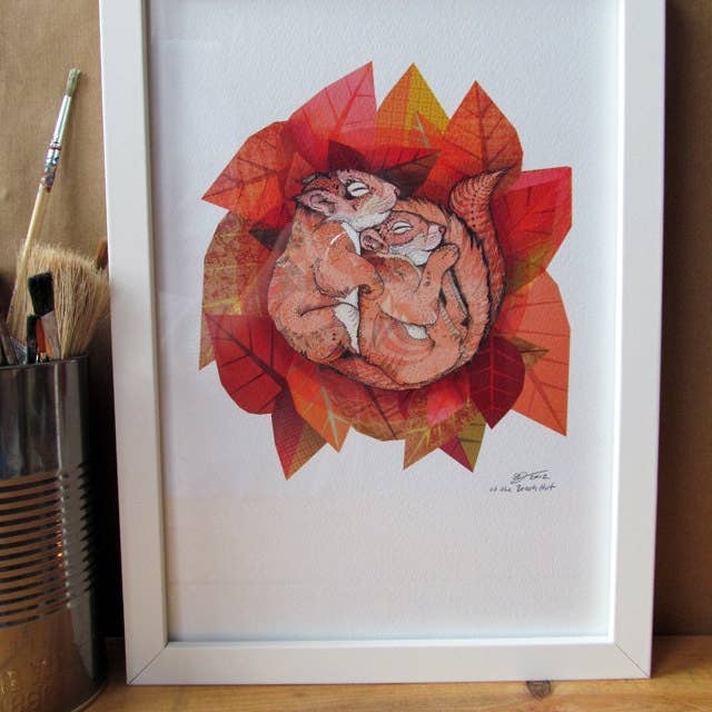 Squirrel Spoon // Signed Print for wholesale by Sandra Dieckmann