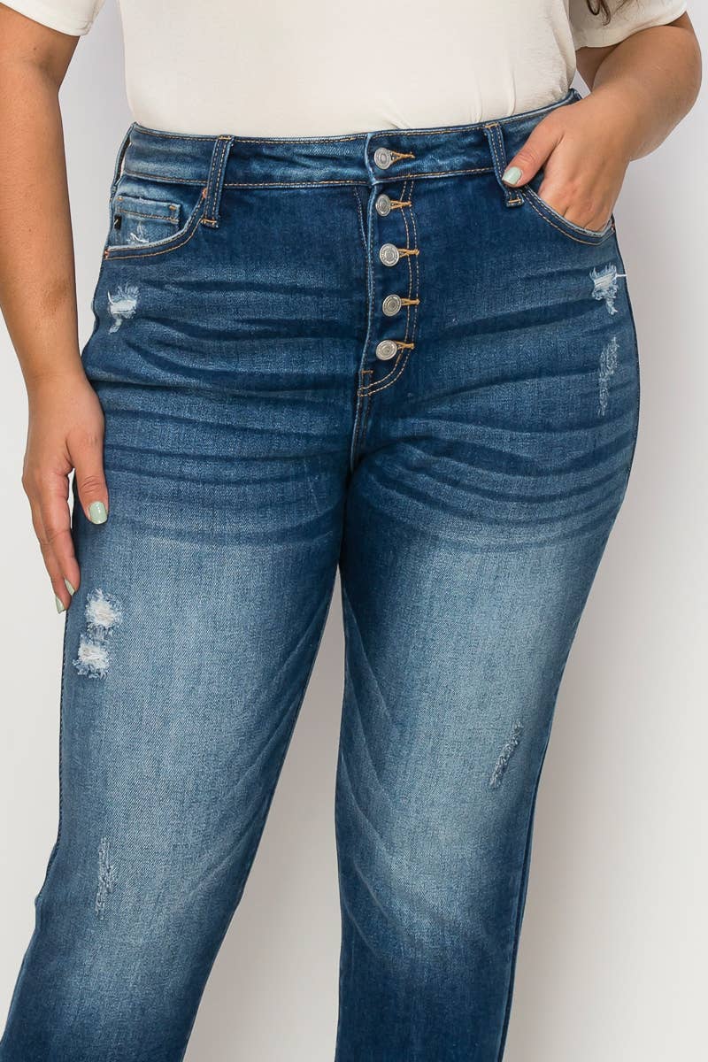 ARTEMIS VINTAGE - Wholesale Jeans - Women's -  PLUS SIZE - HIGH RISE Exposed Button Detail SKINNY JEANS4