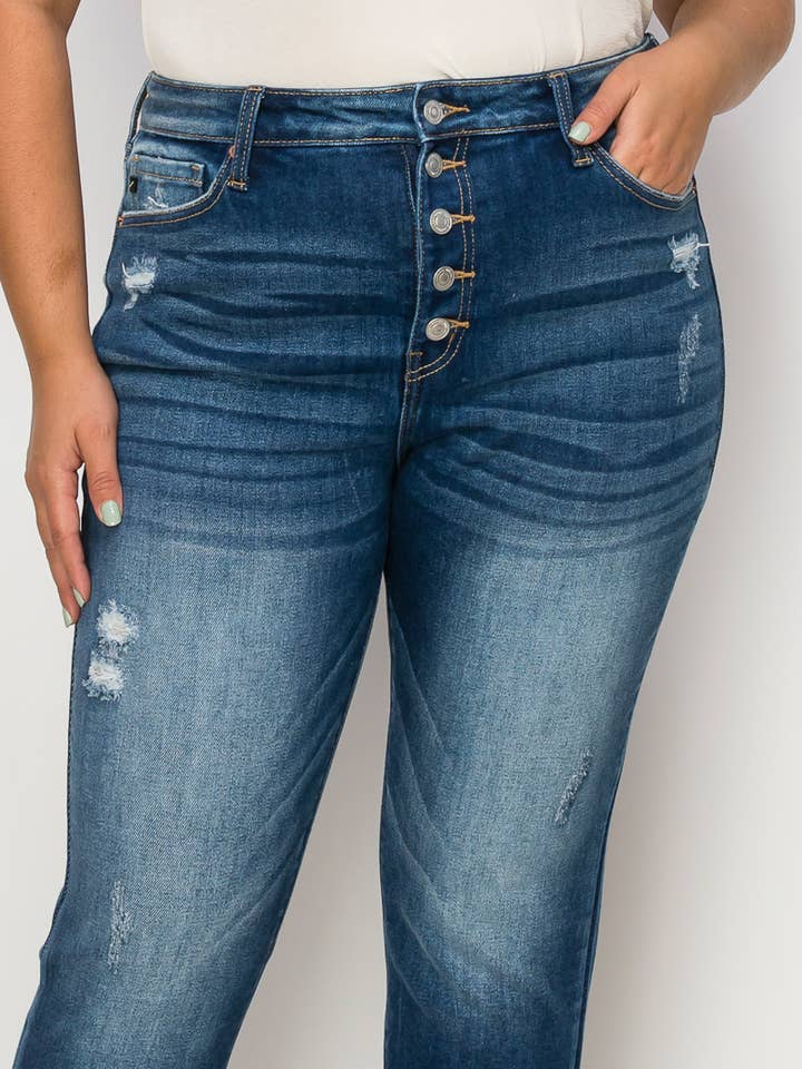 ARTEMIS VINTAGE - Wholesale Jeans - Women's - PLUS SIZE - HIGH RISE Exposed Button Detail SKINNY JEANS4