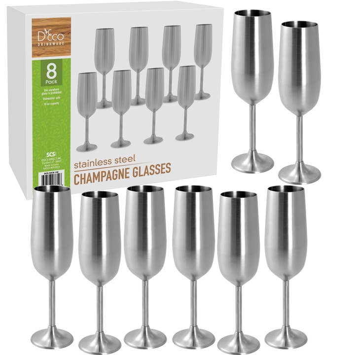 Bicchiere da Champagne in Acciaio Inox D'Eco - Confezione da 8, 8 oz ciascuno per la vendita all'ingrosso da parte di D'eco
