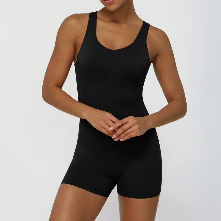 Crave by FW - Wholesale Jumpsuit - Women's - Hollow Back One Piece Workout Short Jumpsuit10