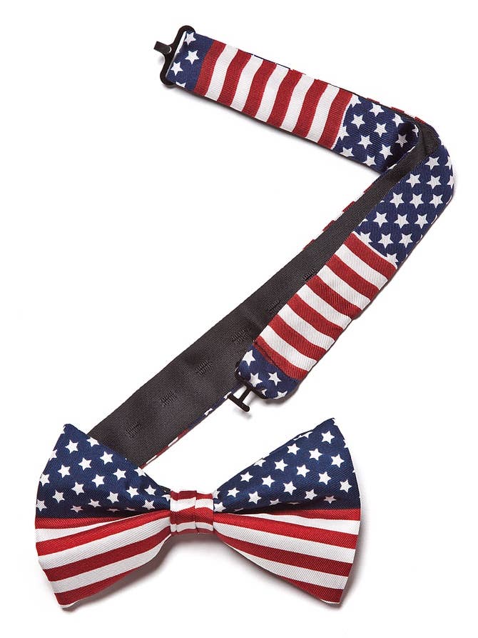 Pre-Tied vlinderdas met Amerikaanse vlag - Marineblauw microvezel voor wholesale door Wild Ties