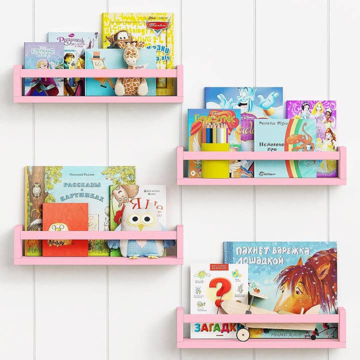 Pink Floating Shelves for Wall, Aesthetic Kids Bookshelf for wholesale on Faire