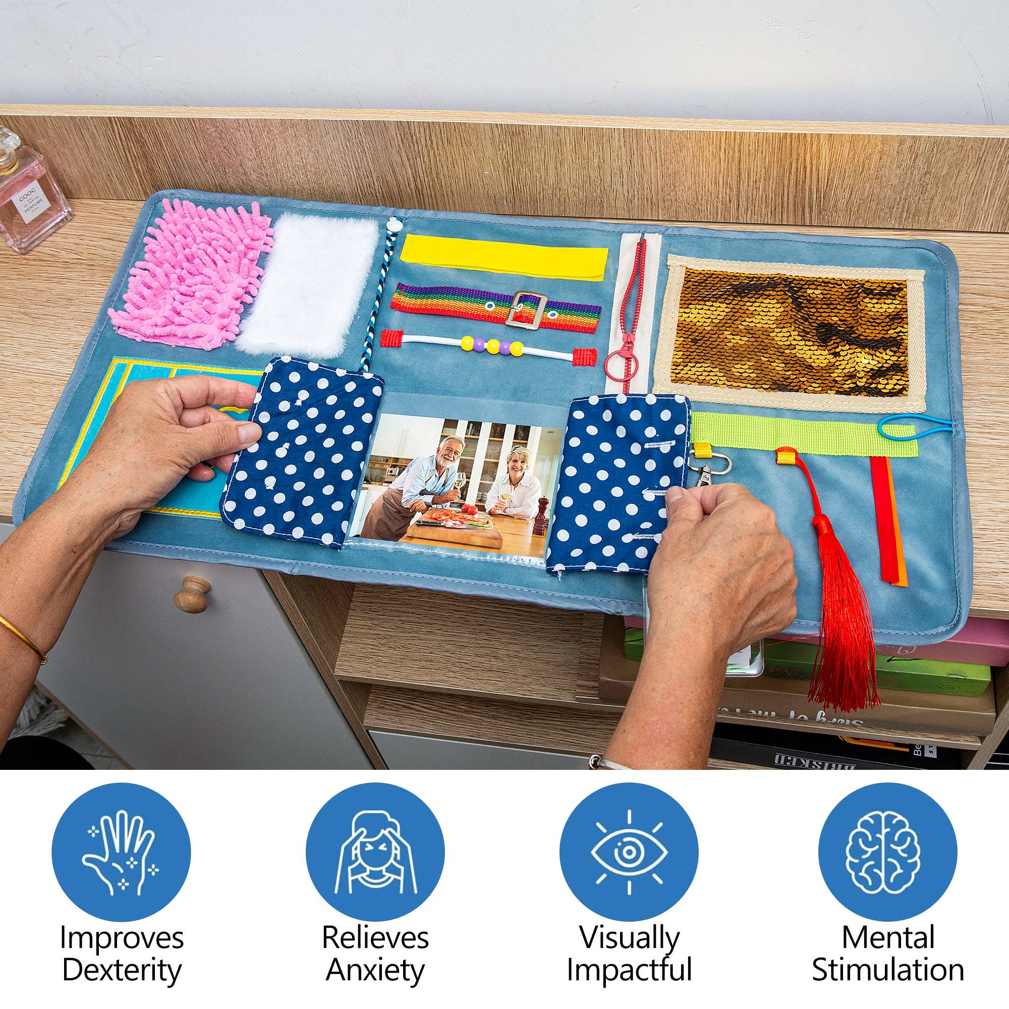 Assistex - Vente Fidget/jouet anti-stress – enfant - Couverture sensorielle pour adultes atteints de démence et d'Alzheimer6