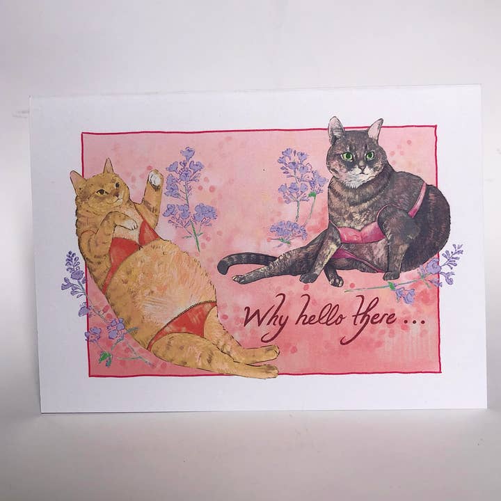Kitties in lingerie voor wholesale door Rachel Mills Art