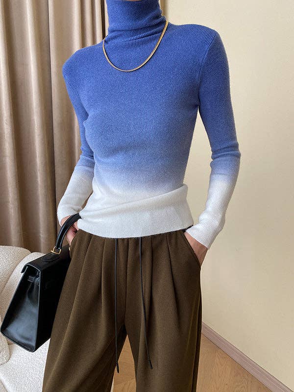 StyleGalX – Pulôver - Mulher por atacado – Blusas de suéter de manga comprida com gradiente skinny de gola alta11