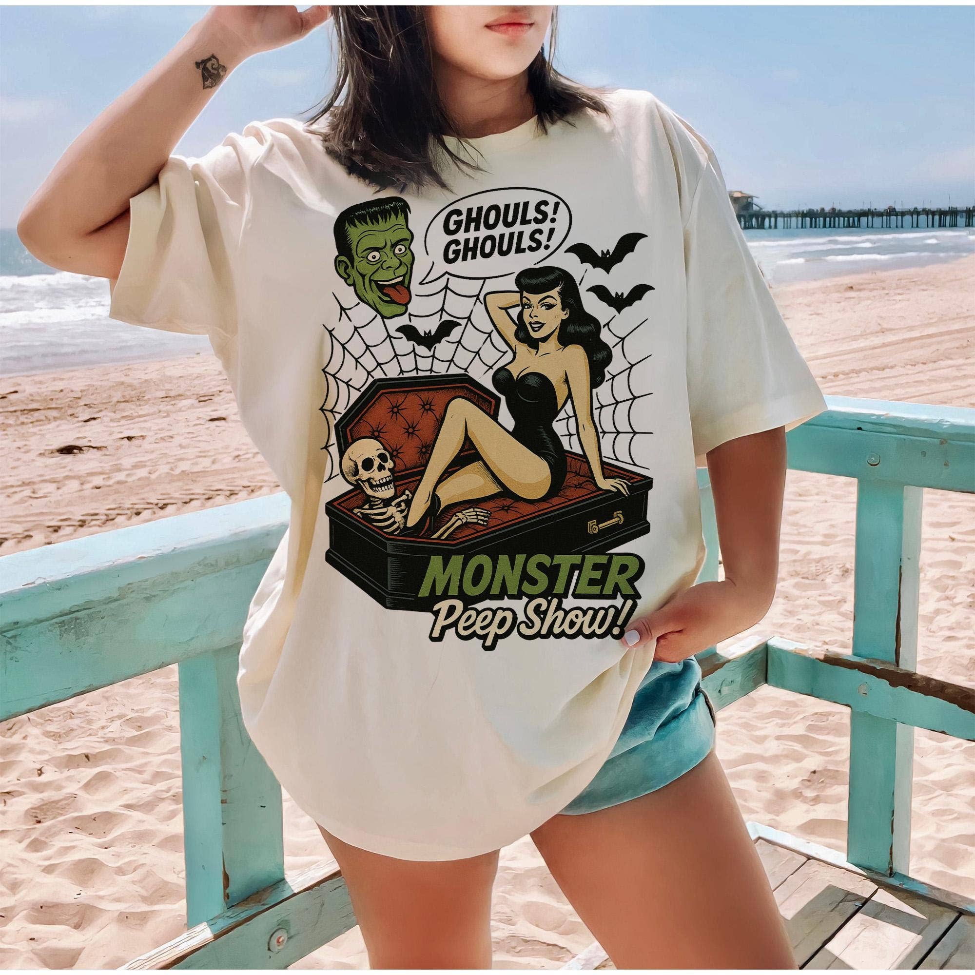 CVH DREAMY LTD – wholesale T-shirt (graphic) – women's – Monster Peep Show Shirt, Halloween Monster Unisex Sweatshirt