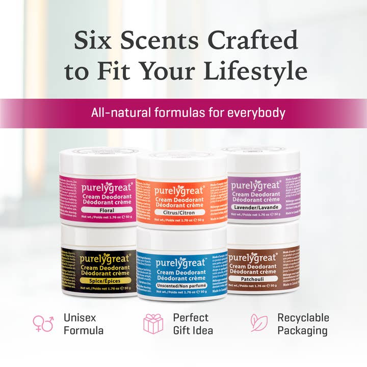 Purelygreat Natural Deodorants - Wholesale Deodorant - Unisex - Purelygreat Cream Deodorant - Floral9