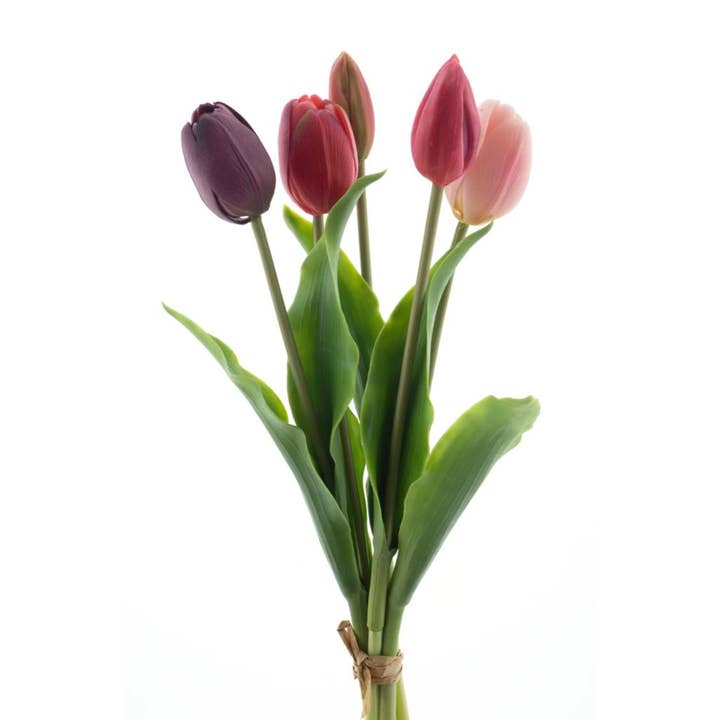 Bouquet de tulipes 5 pièces toucher réel - violet/beauté pour la vente par DRYdecorations