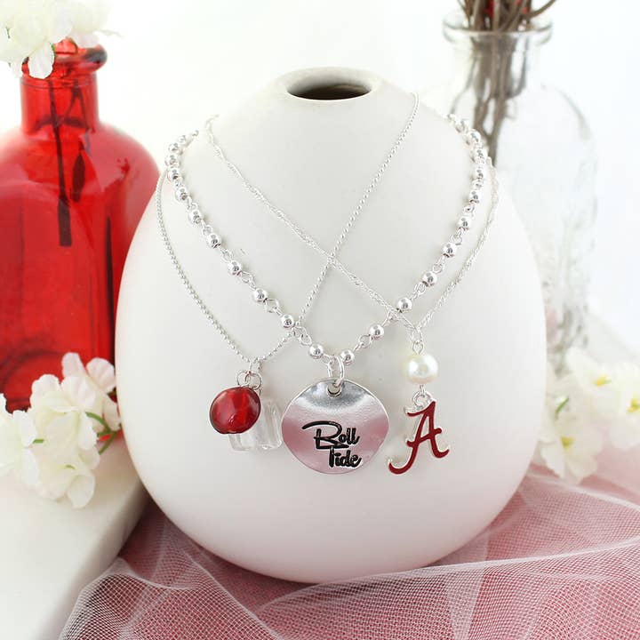 Seasons Jewelry – Großhandel Kette mit Anhänger/Charm – Alabama Silber Disk Trio Halskette
