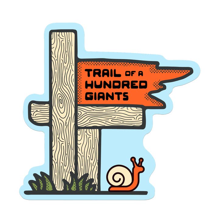 Autocollant Le sentier des 100 géants pour la vente par Sweet Bippy Press