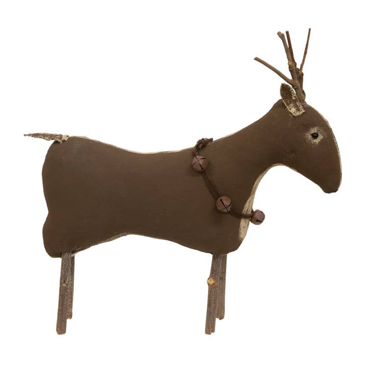 The Hearthside Collection - Wholesale Christmas Decoration - Stiffened Fabric Primitive Standing Reindeer