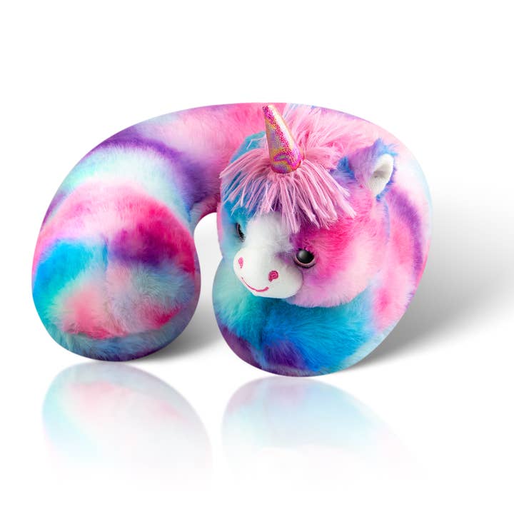 Cloudz Plush Kids Travel Animal Neck Pillow : Fluffy Unicorn for wholesale by Cloudz