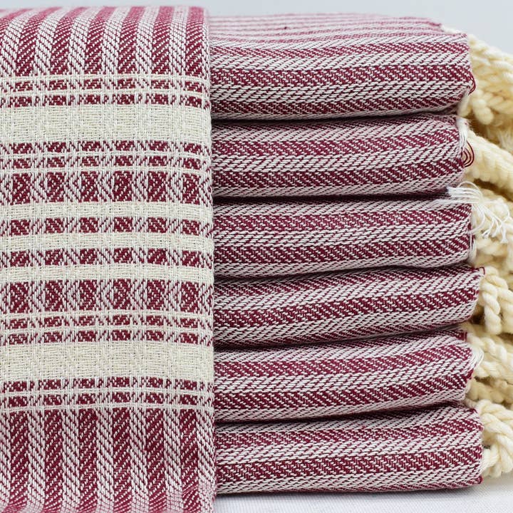 Organic Turkish Towels - Wholesale Tea towel - Turkish Hand Towel, Elegant Burgundy Tea Towel