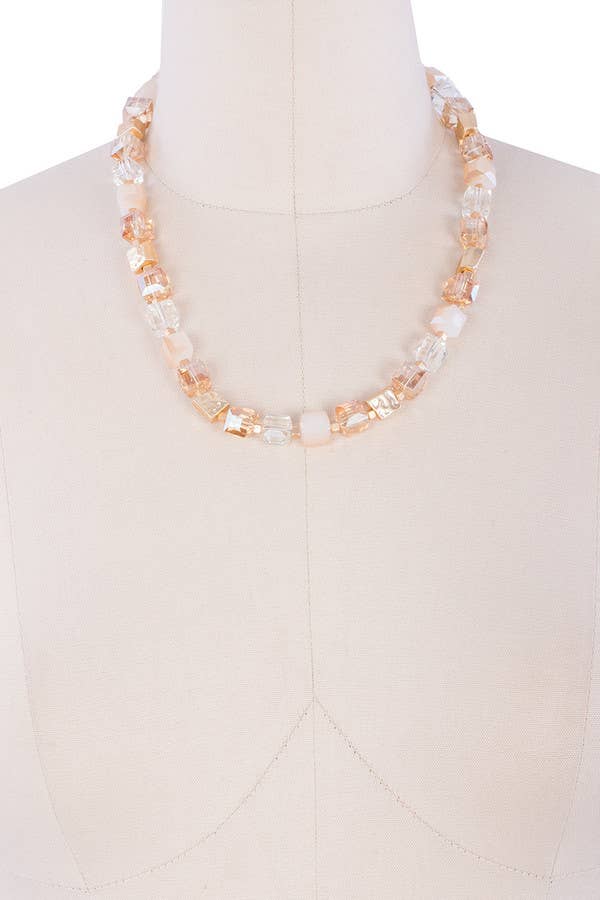 SAACHI - Wholesale Beaded/Pearl Necklace - Faceted Glass Bead and Stone Necklace13