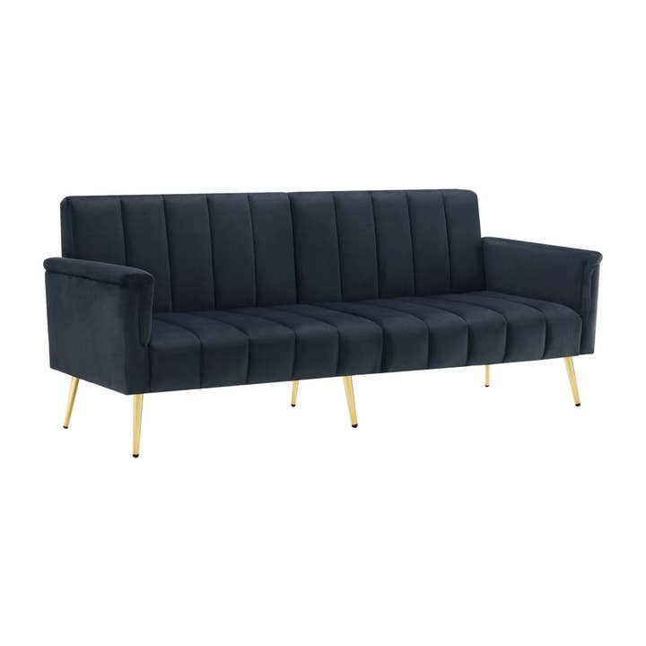 Urban Meuble - Wholesale Sofa - Black velvet 3-seater convertible sofa with 5-position backrests MEZEDS