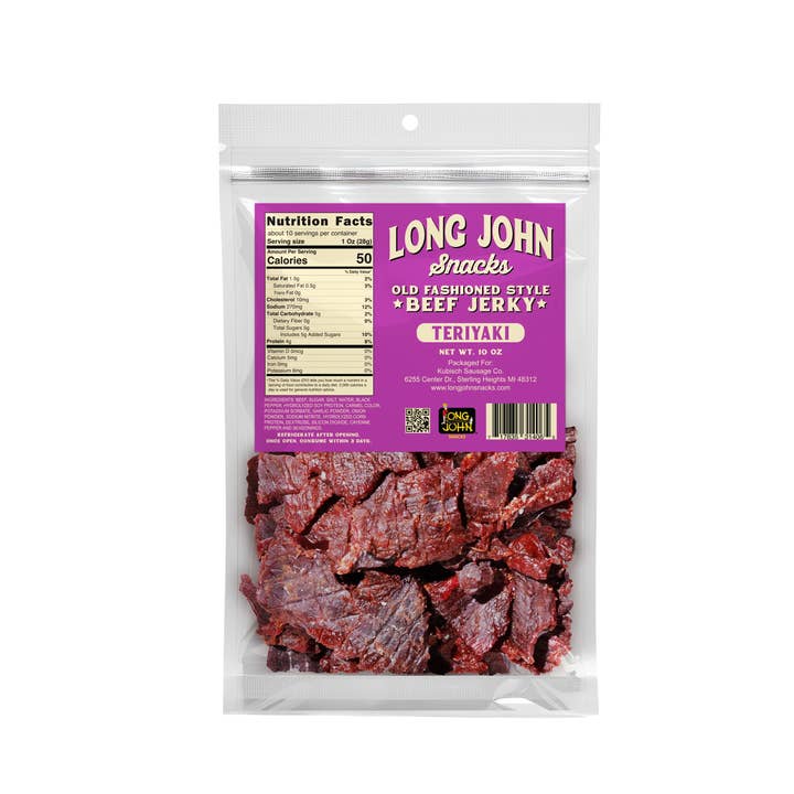 Long John Snacks - Wholesale Jerky - Old Fashioned Style Beef Jerky - Teriyaki - 10 oz.1