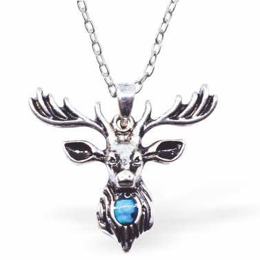 Paua-skalhjort med horn halskæde, rhodiumbelagt for engroshandel hos Byzantium Collection Ltd