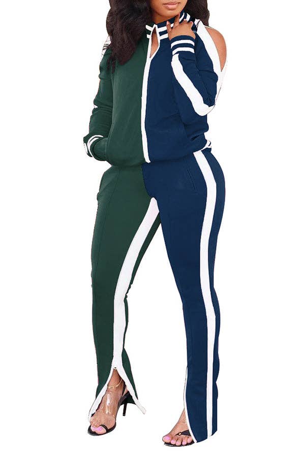 MB Fashion Wholesale - Wholesale Lounge Set - Women's - MB FASHION Two-Piece Track Set with Shoulder Cutouts 81257