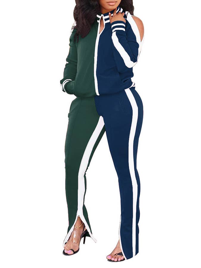 MB Fashion Wholesale - Wholesale Lounge Set - Women's - MB FASHION Two-Piece Track Set with Shoulder Cutouts 81257