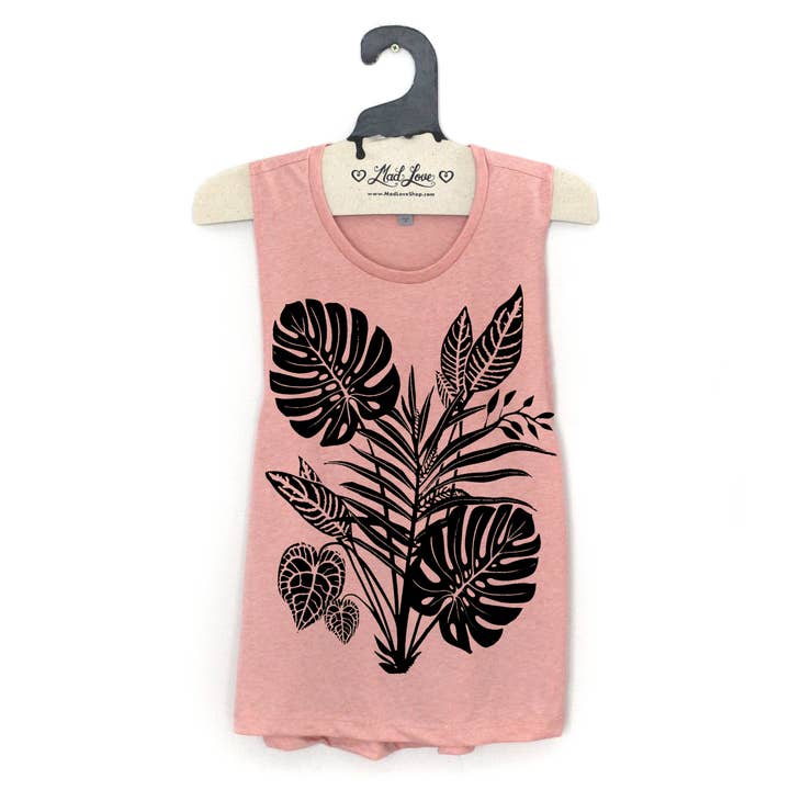 Mad Love Shop - Wholesale Tank Top - Women's - Peachy Pink Muscle Tank with Tropical Print