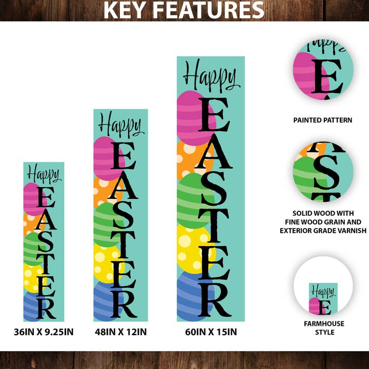 TX USA Corporation - Wholesale Outdoor Sign - Happy Easter Farmhouse Porch Sign | Rustic Front Door Decor | Spring Egg Welcome1