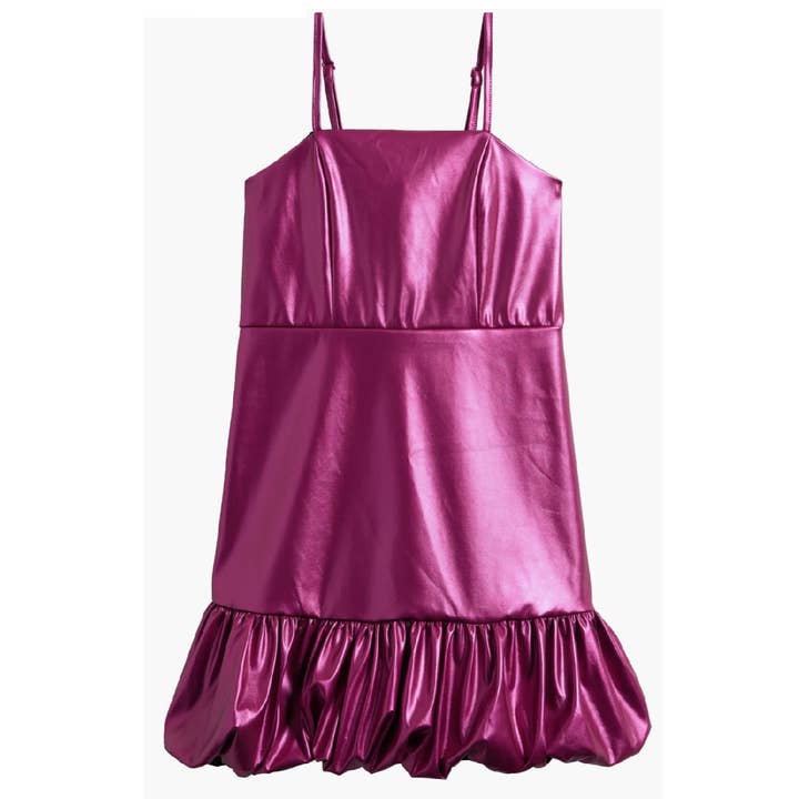 Abito da festa a bolle in finta pelle metallica per ragazze per la vendita all'ingrosso da parte di Ava & Yelly