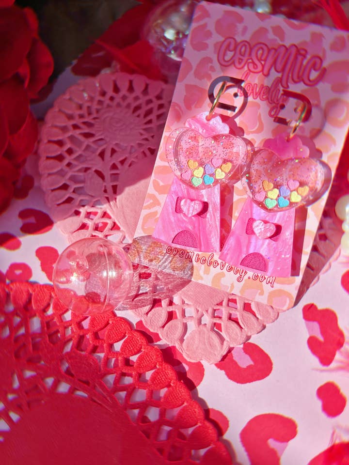 Cutie Heart Gum ball Machine Earrings for wholesale by Cosmic lovely