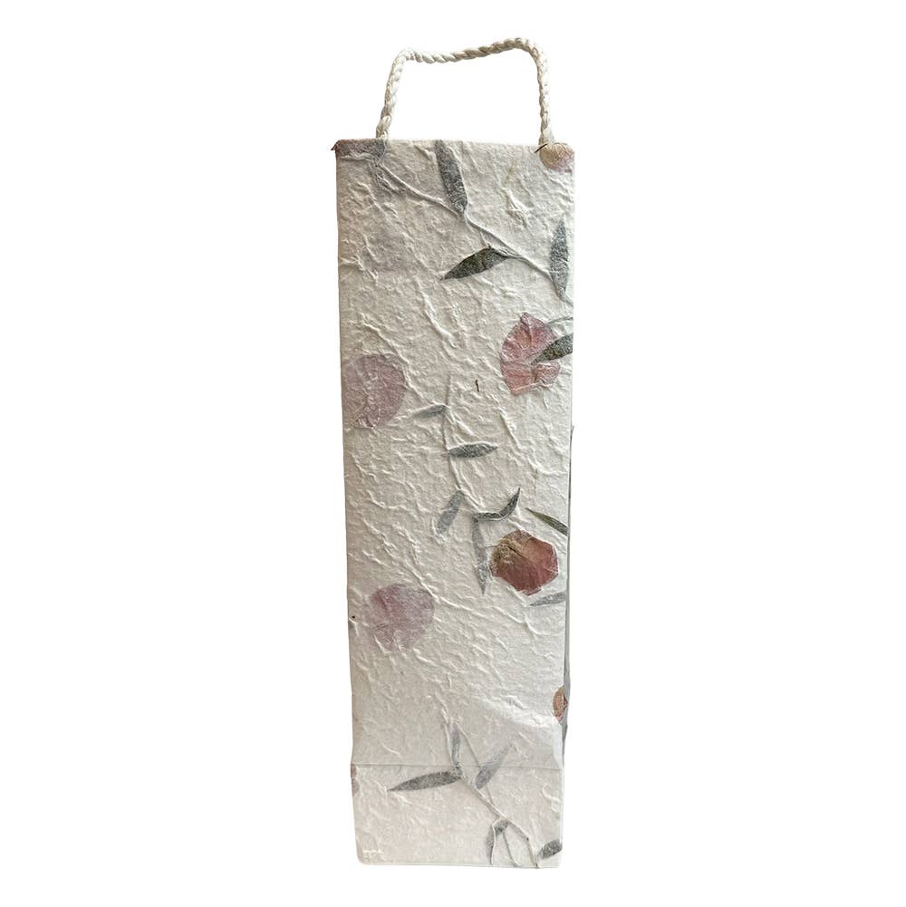 VIE – wholesale Wine tote – Mulberry Paper Wine Bag, Flowered, 10x34x10cm1