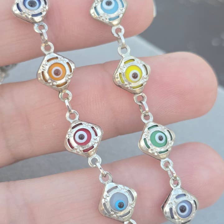 Evil eyes colorfully bracelets sterling silver plata 925 pulsera mano de hamza and other Purchase Wholesale moda boho chic. Free Returns & Net 60 Terms on Faire trending on Faire.
