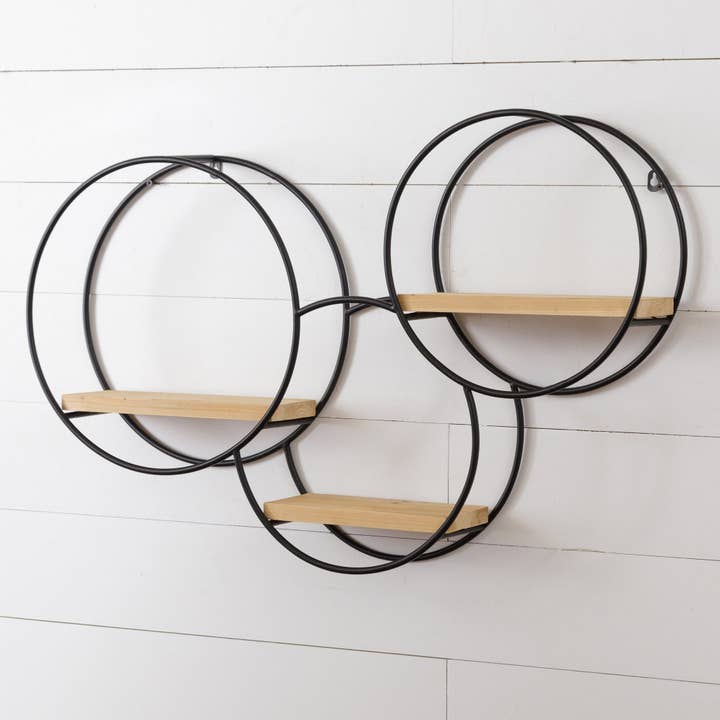 Wall Shelf - Three Circles (PC) for wholesale by Audrey's Home & Gift
