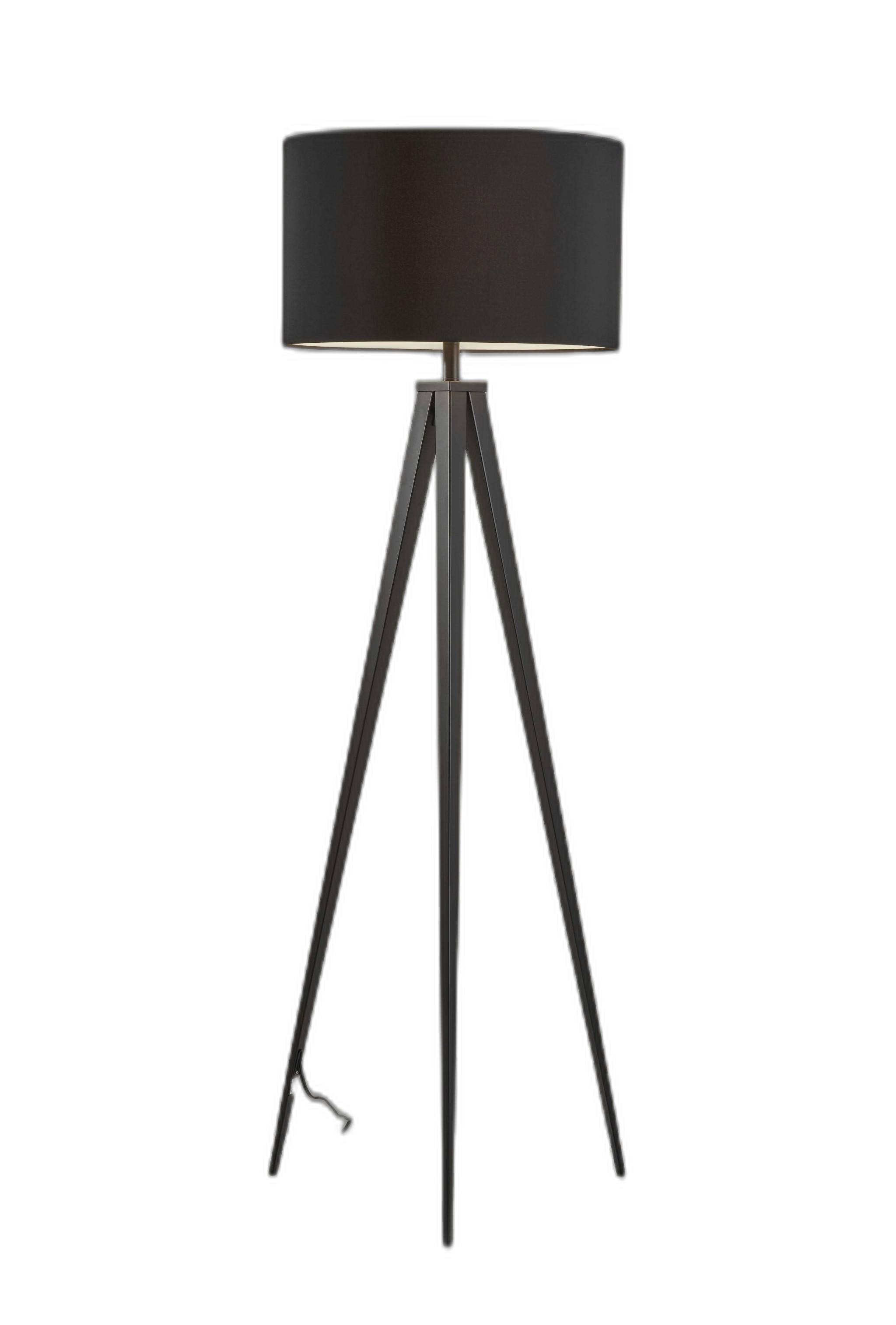 HomeRoots - Vente Lampes sur pied - Lampadaire trépied noir de 62 po avec abat-jour tambour noir1