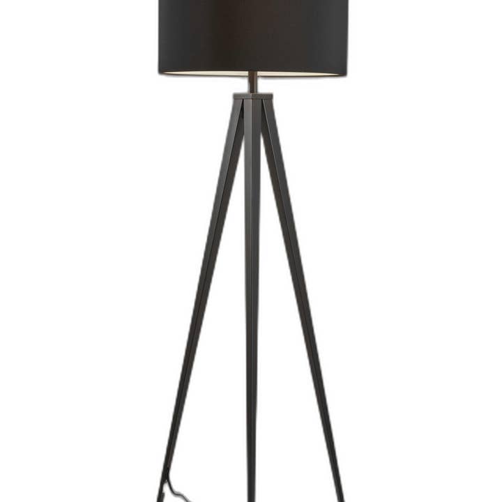 HomeRoots - Wholesale Floor lamp - 62" Black Tripod Floor Lamp With Black Drum Shade1