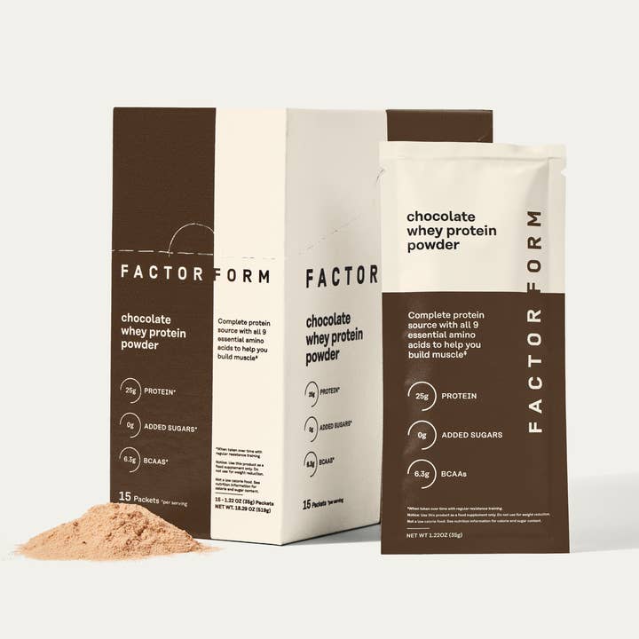Chocolate Whey Protein - 15-ct Box for wholesale by Factor Form