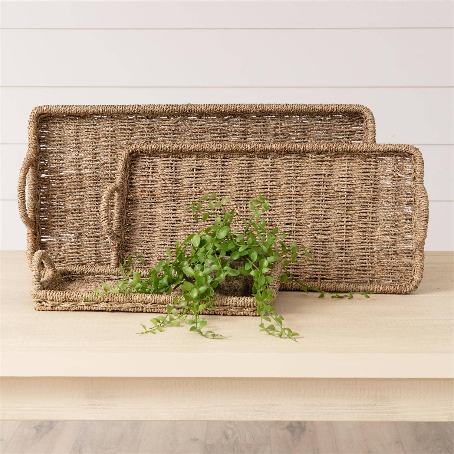 Audrey's Home & Gift - Wholesale Decorative Tray - Rectangular Seagrass Trays (Set Of 03)1