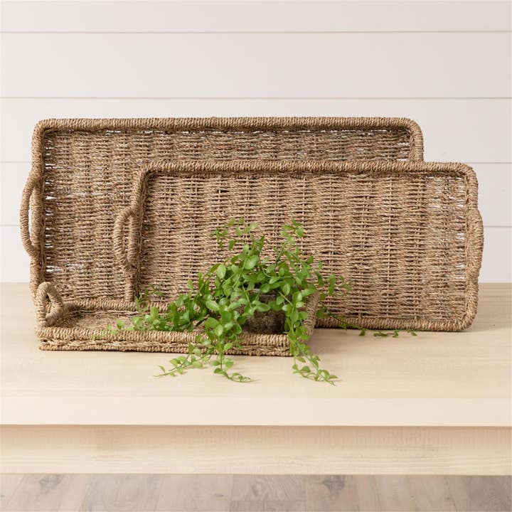 Audrey's Home & Gift - Wholesale Decorative Tray - Rectangular Seagrass Trays (Set Of 03)1