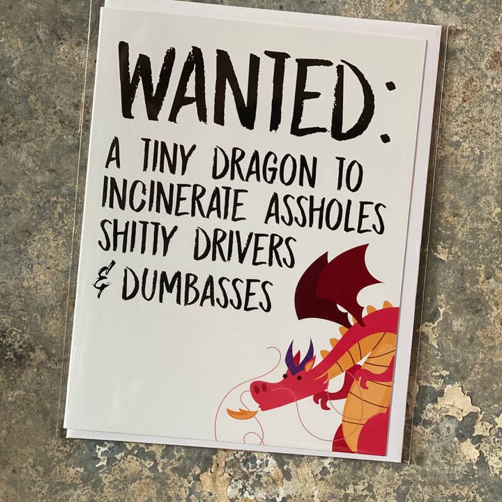 Tiny Dragon Greeting Card for wholesale by Crooked Halo