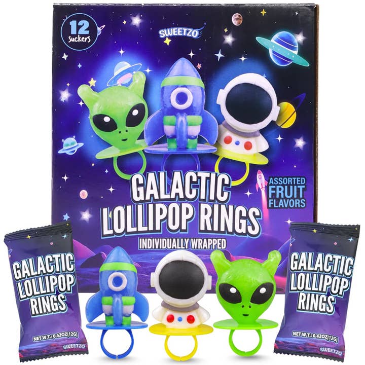 Needzo Inc - Wholesale Lollipop - Outer Space Party Favors, Lollipop Rings, Box of 12