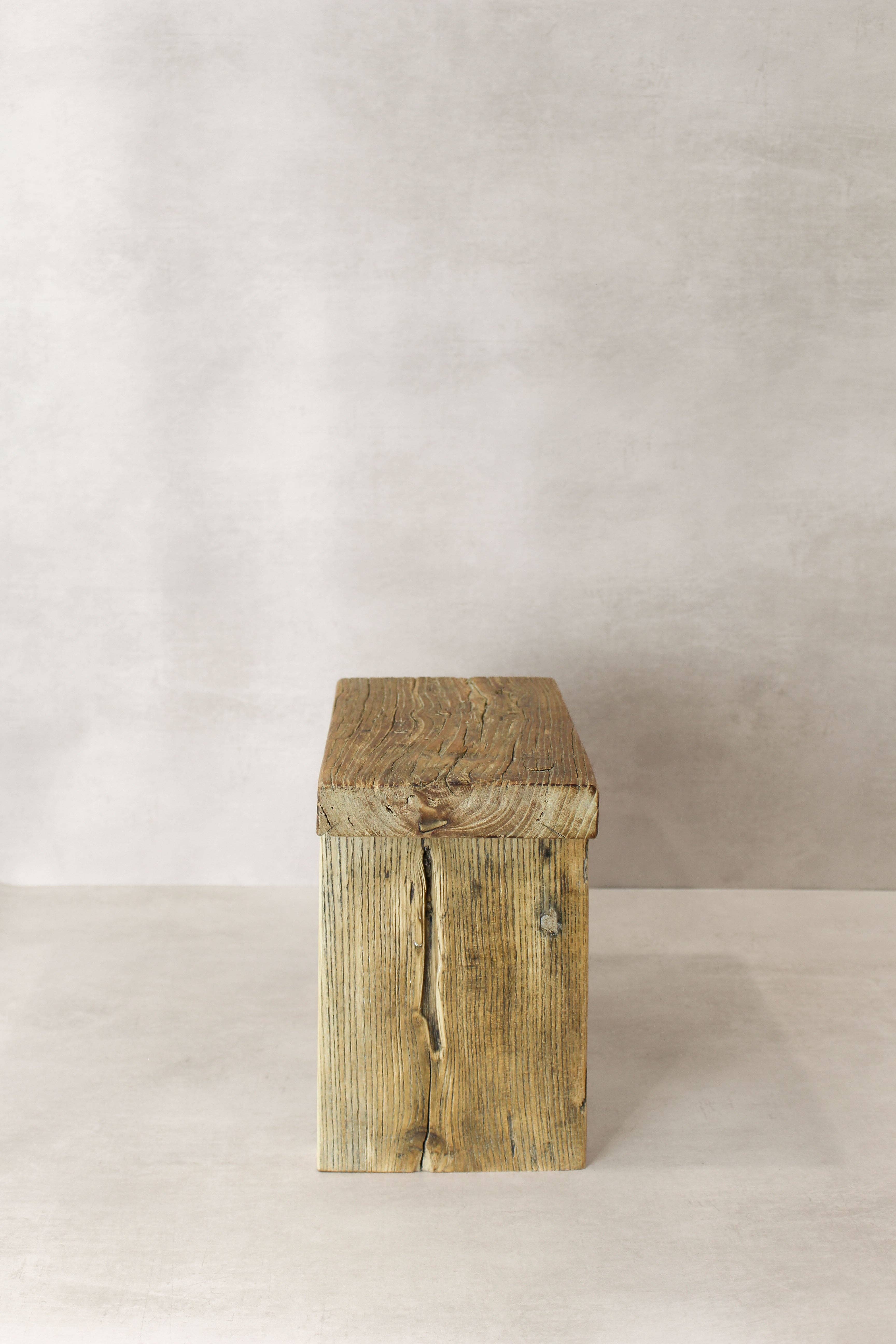 Botanical Boys – wholesale Stool – Vintage Rustic Square Elm Wood Stool - Small - No 113