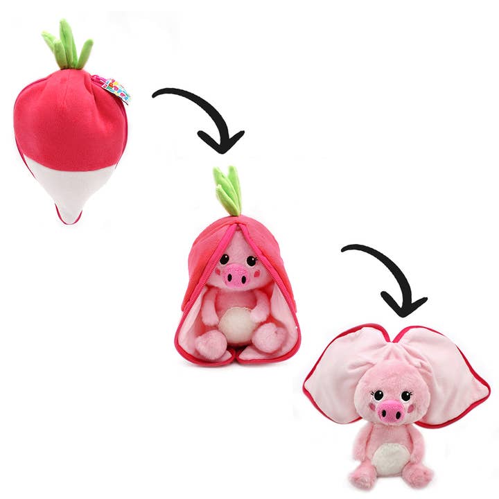 Les Déglingos, France - Wholesale Knuffels - Kinderen en baby - FLIPETZ - Knorretje le Cochon/Radis