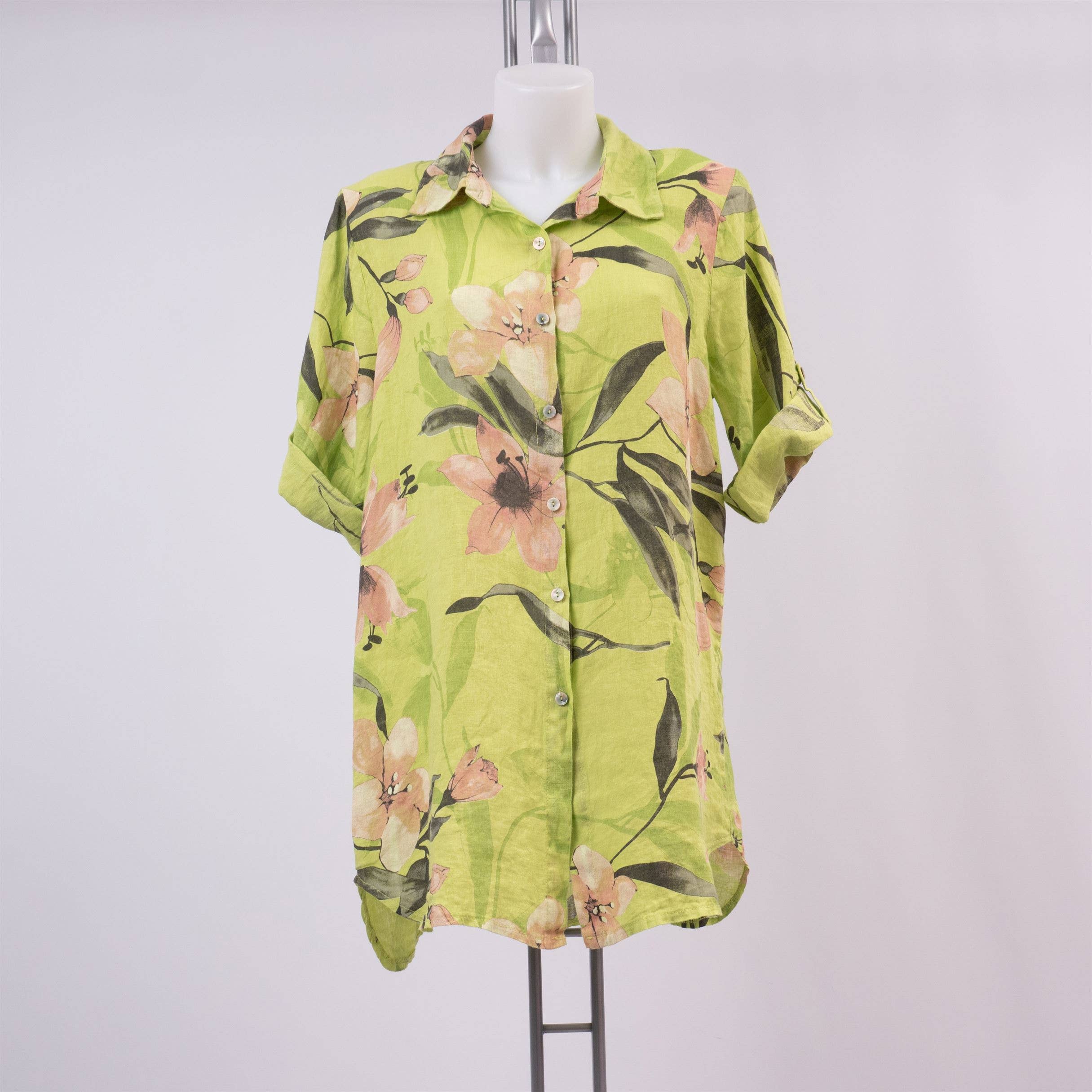 Cecile Wang - Wholesale Dress - Women's - Short linen dress with flower print 189891753