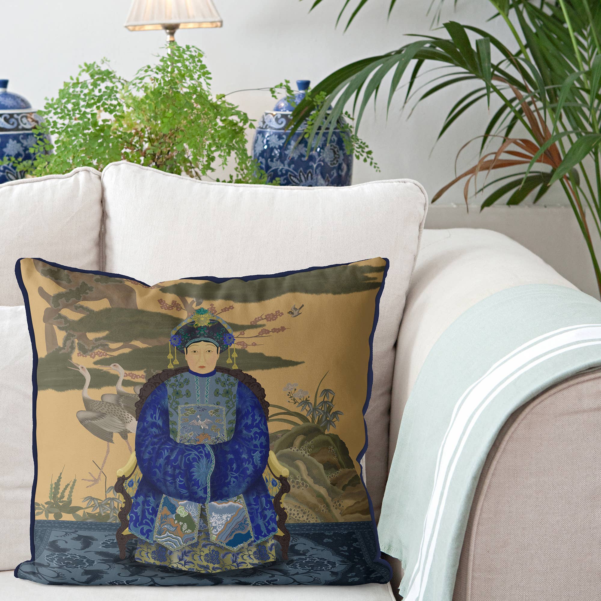 FabFunky Ltd – Engroshandel Pyntepude – Kinesisk kejser/kejserinde 1 guld Chinoiserie pudepude5