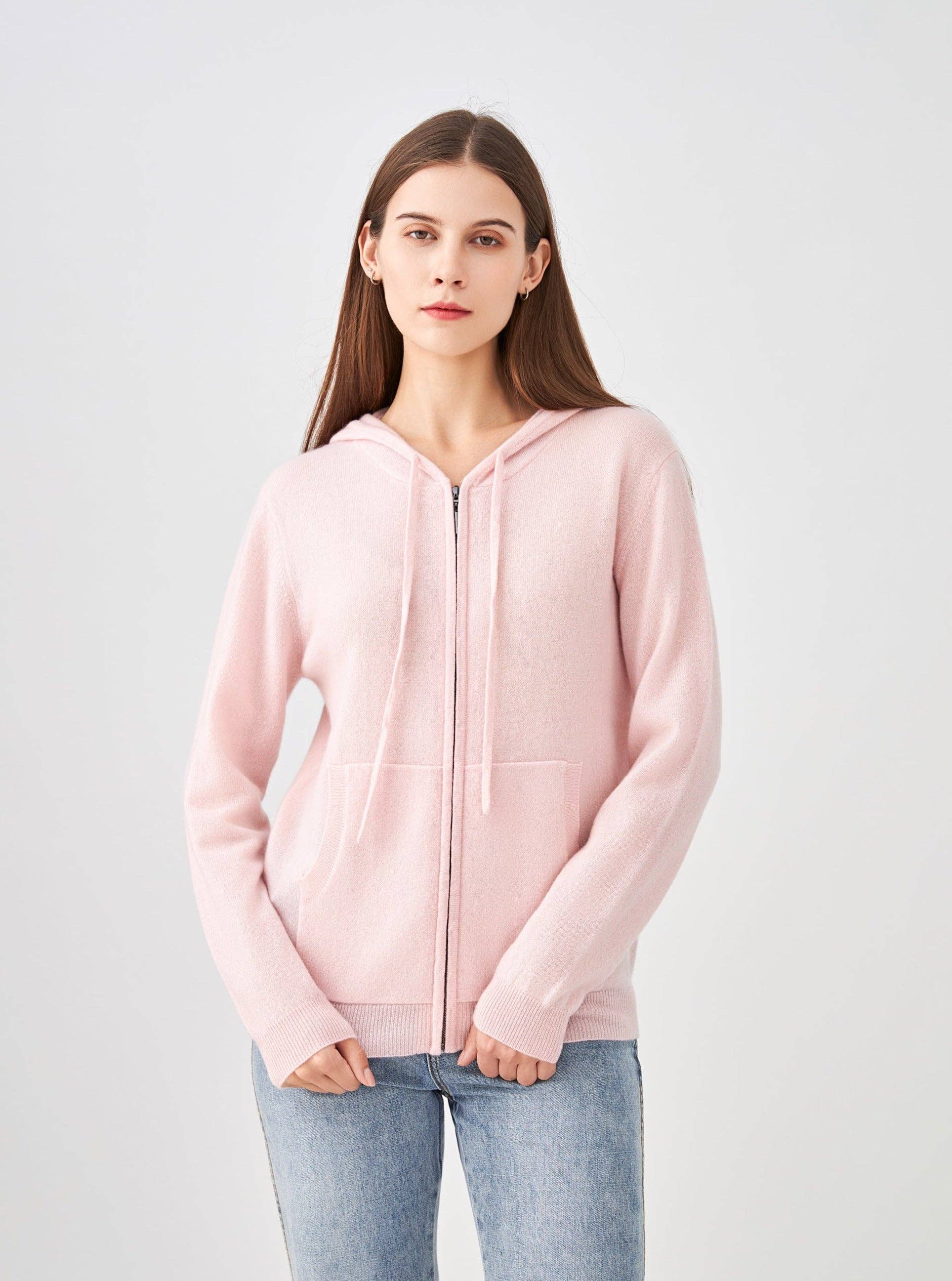 jw.atelier - Vente Sweat à capuche – femme - Gilet 100% cachemire zippé à capuche16