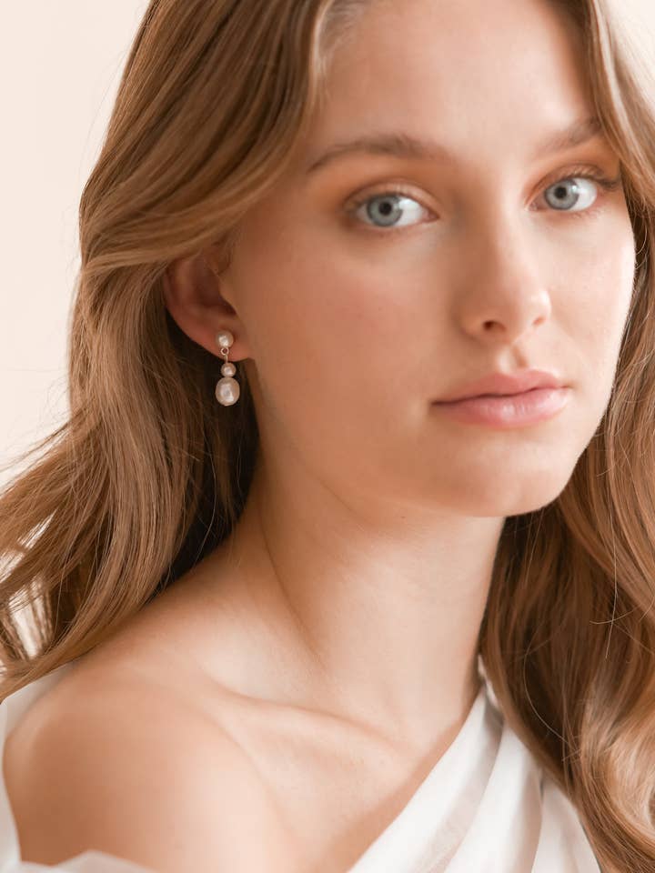 Petite Pearl Drop Earrings for wholesale by Dareth Colburn Designs