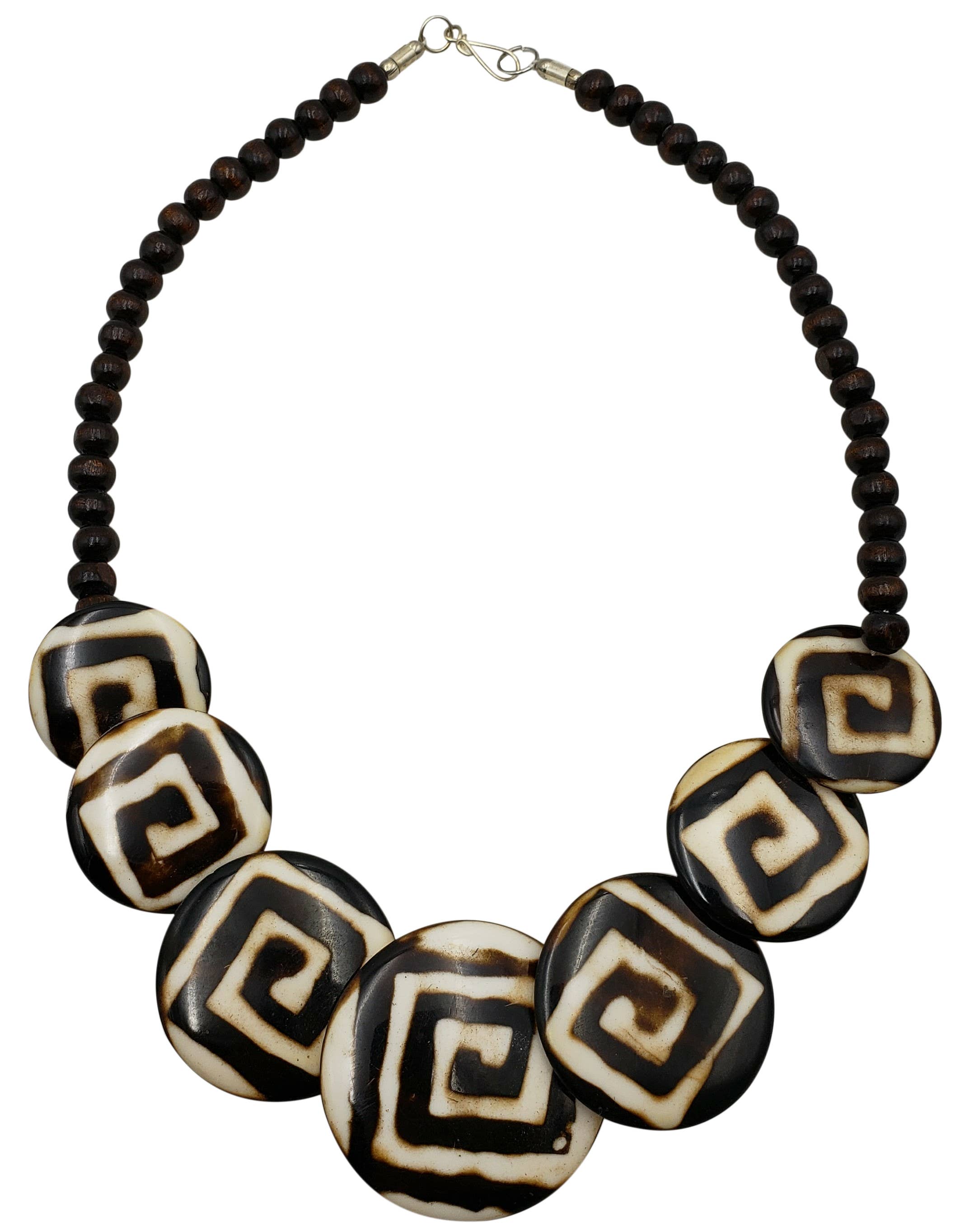 Treasure Jewelry - Venta al por mayor Collares de cuentas/perlas - Collar de resina con diseño batik y cuentas de madera2