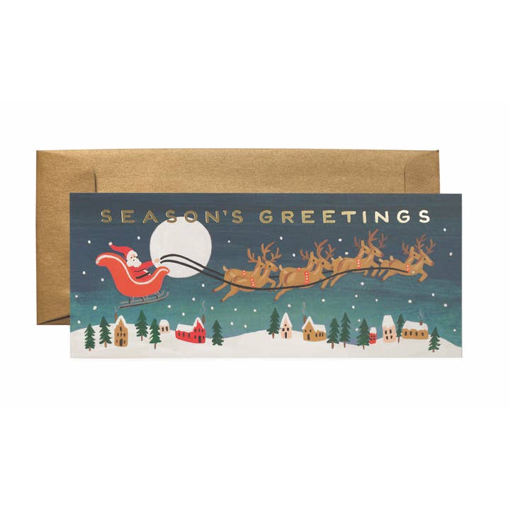 Boxed Set of Santa's Sleigh No. 10 Card for wholesale by Rifle Paper Co.