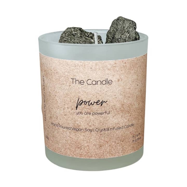 Pyrite Infused POWER Candle | Black Fig Leaf + Vetiver for wholesale by Hjem / Home