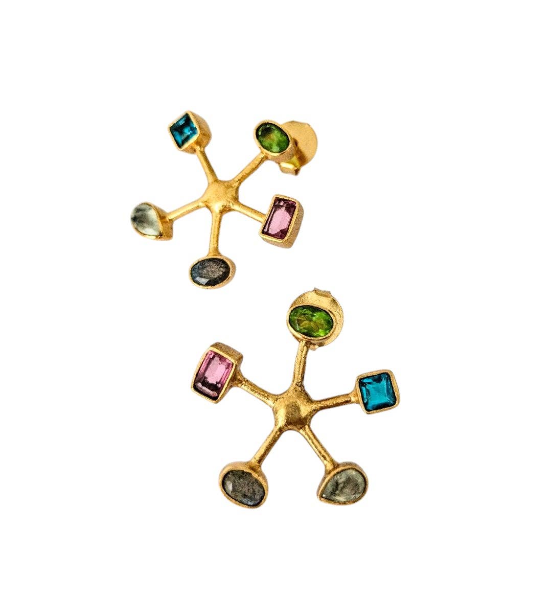 Isabel Lamadrid - Wholesale Stud/Post Earrings - ESTRELLA earrings combo 1 - Peridot, Apatite, Prehnite1